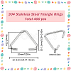 SUNNYCLUE 400Pcs 304 Stainless Steel Triangle Rings STAS-SC0006-24-2