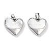 Brass Pave Natural Shell Heart Charms KK-C051-24P-1