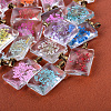 Rectangle Alloy Glass Pendants GLAA-Q047-23x33-05AB-1