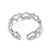 304 Stainless Steel Hollow Heart Open Cuff Ring for Women RJEW-K245-28P-2