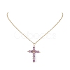 Natural Mixed Gemstone Beaded Cross Pendant Necklace NJEW-JN04357-3