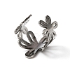 304 Stainless Steel Flower Wide Chunky Cuff Earrings for Women EJEW-TAC0015-13P-2