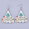 Christmas Printed Basswood Dangle Earring EJEW-JE03154-03-1