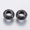 Brass Micro Pave Cubic Zirconia Beads ZIRC-G132-03B-1