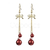 2Pairs 2 Colors Christmas Theme Brass Bell & Bowknot Dangle Earrings EJEW-JE05824-4