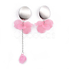 Petal Transparent Acrylic Dangle Stud Earrings EJEW-JE03271-01-1