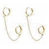 Brass Micro Pave Clear Cubic Zirconia & Alloy Huggie Hoop Earrings EJEW-JE04520-1