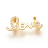 Brass Micro Pave Cubic Zirconia Letter Slide Charms ZIRC-P077-31-NR-2