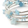 5-Loop Natural Aquamarine Chip Beaded Wrap Bracelets for Women BJEW-JB01517-03-4