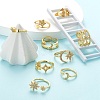 9Pcs 9 Style Adjustable Brass Micro Pave Clear Cubic Zirconia Cuff Rings RJEW-LS0001-18G-5