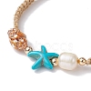 Natural Shell & Pearl & Synthetic Turquoise Braided Bead Bracelets BJEW-JB09914-4