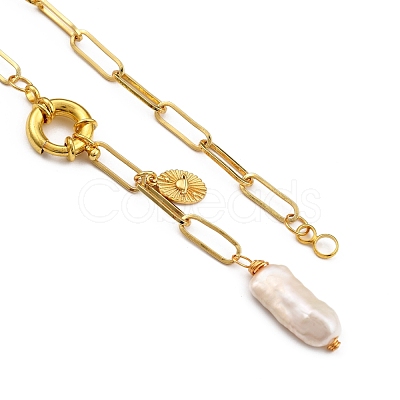 Natural Baroque Pearl Keshi Pearl Lariat Necklaces NJEW-JN03042-1