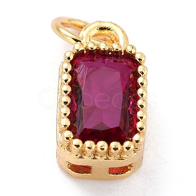 Real 18K Gold Plated Brass Inlaid Cubic Zirconia Charms X-ZIRC-L100-075G-04-1