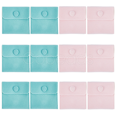 CRASPIRE 12Pcs 2 Colors Square Velvet Jewelry Bags TP-CP0001-02A-1