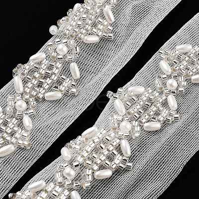 Polyester Flower Lace Trims OCOR-A007-08-1