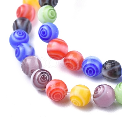 Handmade Millefiori Glass Round Beads Strands X-LK-R004-91-1