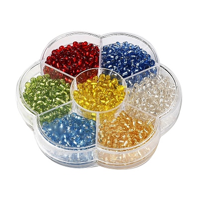 7 Colors Glass Round Seed Beads SEED-YW0001-24C-01-1