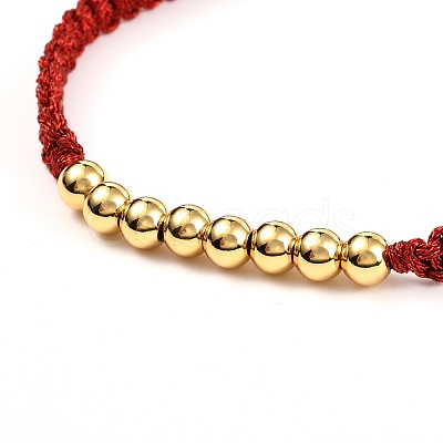 Adjustable Brass Beads Cord Bracelets BJEW-JB06652-1