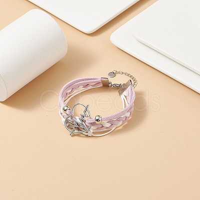 Alloy Heart Beat & 304 Stainless Steel Infinity Links Multi-strand Bracelet BJEW-TA00190-01-1