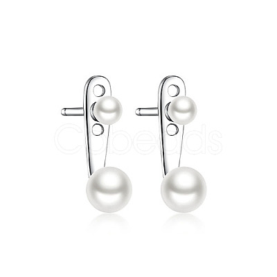 Rhodium Plated 925 Sterling Silver Front Back Stud Earrings for Women PO5078-1