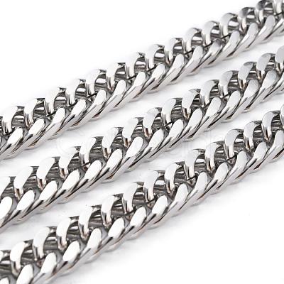 Tarnish Resistant 304 Stainless Steel Cuban Link Chains CHS-E018-13P-C-1