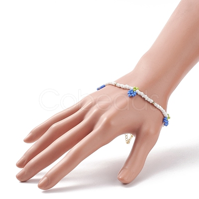 Glass Seed Braided Grape Charms Bracelet for Women BJEW-TA00140-03-1