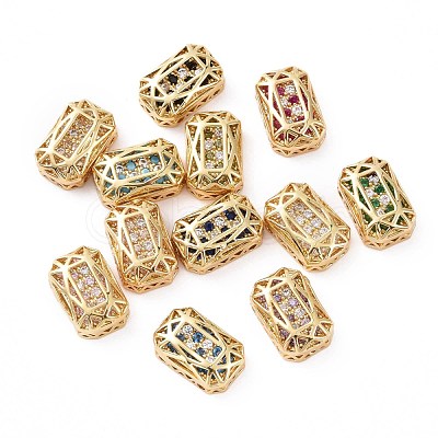 Eco-friendly Brass Micro Pave Cubic Zirconia Multi-strand Links KK-D076-05B-G-1