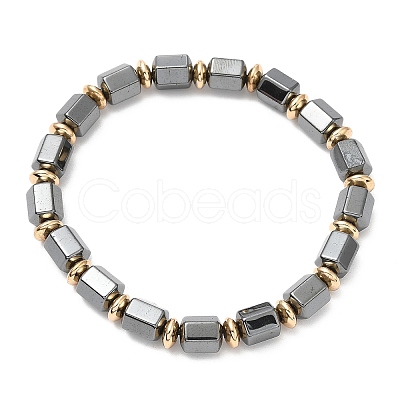 Synthetic Non-Magnetic Hematite Column Beaded Stretch Bracelets BJEW-E080-04B-1