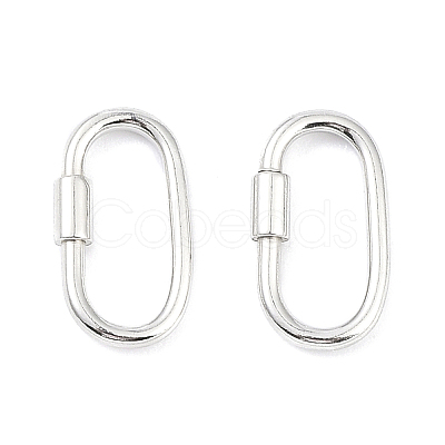 Rhodium Plated 925 Sterling Silver Locking Carabiner Clasps STER-K173-20S-01-1