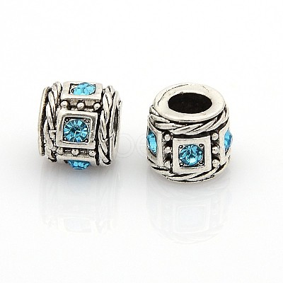 Vintage Antique Silver Zinc Alloy Rhinestone European Beads ALRI-O006-02-1