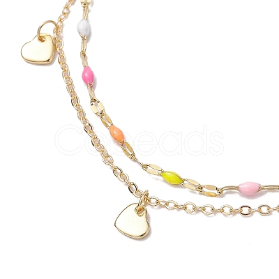 3Pcs 304 Stainless Steel Enamel Link Chains Anklets AJEW-AN00589-1