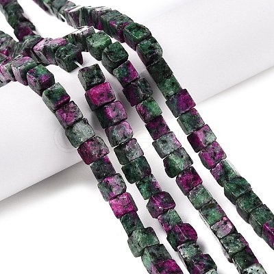 Dyed Natural Sesame Jasper Imitation Ruby in Zoisite Beads Strands G-T139-6x6-32A-1