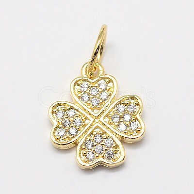 CZ Brass Micro Pave Cubic Zirconia Clover Charms ZIRC-L018-12-1