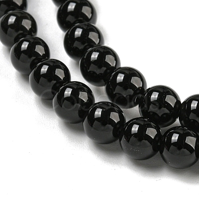 Natural Black Onyx Round Bead Strands G-R198-6mm-1