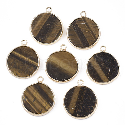 Natural Tiger Eye Pendants G-S344-56C-1