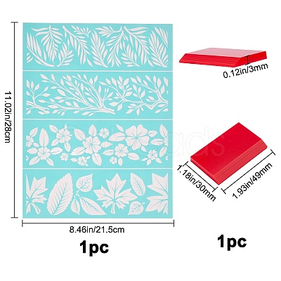 Gorgecraft 2Pcs Leaf Pattern Self-Adhesive Silk Screen Printing Stencil DIY-GF0004-13-1