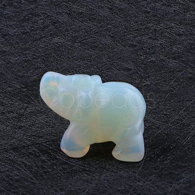 Opalite Carved Healing Elephant Figurines DJEW-PW0012-032-1