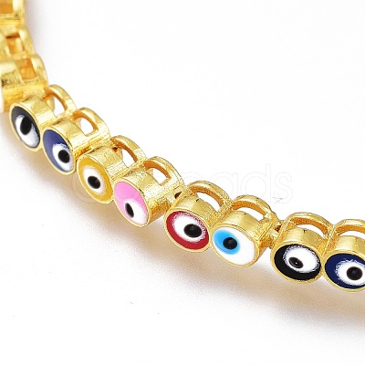 Evil Eye Brass Enamel Slider Bracelets BJEW-H531-01B-G-1