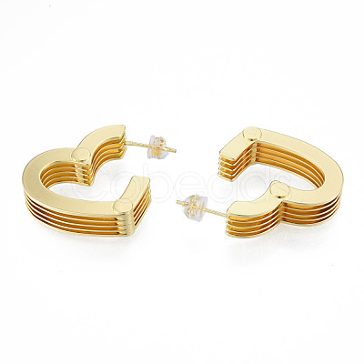 Brass Multi-Layer Heart Stud Earrings EJEW-N011-89-1