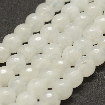 Faceted Natural White Jade Beads Strands G-F448-8mm-1