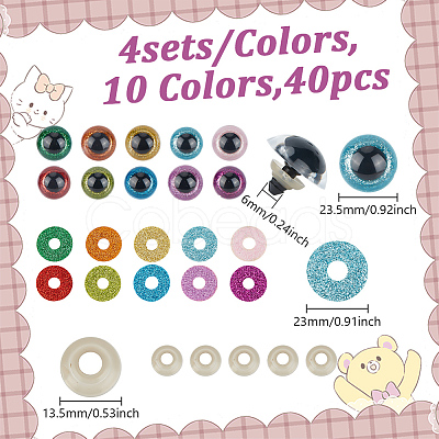 GOMAKERER 40 Sets 10 Colors Plastic Doll Craft Eyes DIY-GO0001-72-1