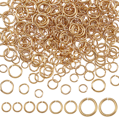 PandaHall Elite 400Pcs 4 Styles Stainless Steel Open Jump Rings for Chainmaille Weaves STAS-PH0004-54-1