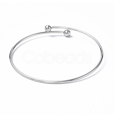 Tarnish Resistant Adjustable 304 Stainless Steel Wire Cuff Bangle Making MAK-F286-02P-1