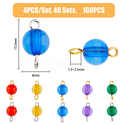 SUPERFINDINGS 40 Sets 2 Colors Acrylic Connector Charms PALLOY-FH0001-87-1