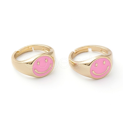 Adjustable Brass Enamel Finger Rings RJEW-Z006-E-05-1