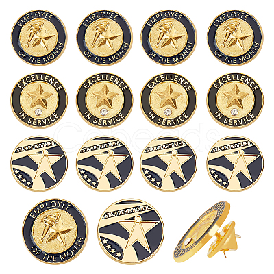 Olycraft 15Pcs 3 Styles Positive Reward Encourating Word Enamel Pin JEWB-OC0001-01-1