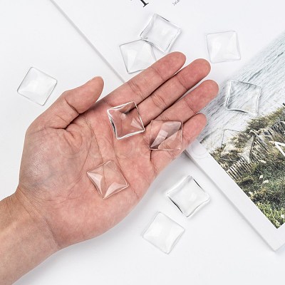 Clear Square Transparent Glass Cabochons X-GGLA-S013-25x25mm-1-1