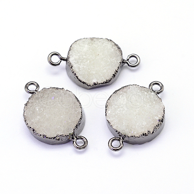 Natural Drusy Agate Flat Round Links connectors G-P090-19-1