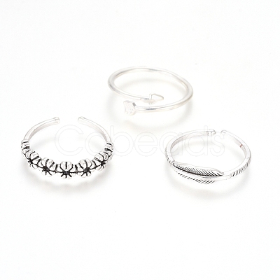 Adjustable Brass Stackable Finger Ring Sets RJEW-G100-01-1