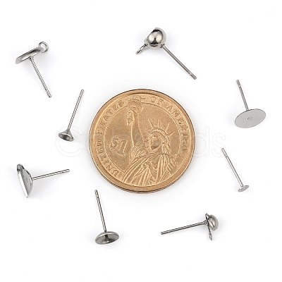 304 Stainless Steel Stud Earring Settings & Findings STAS-MSMC002-05P-1